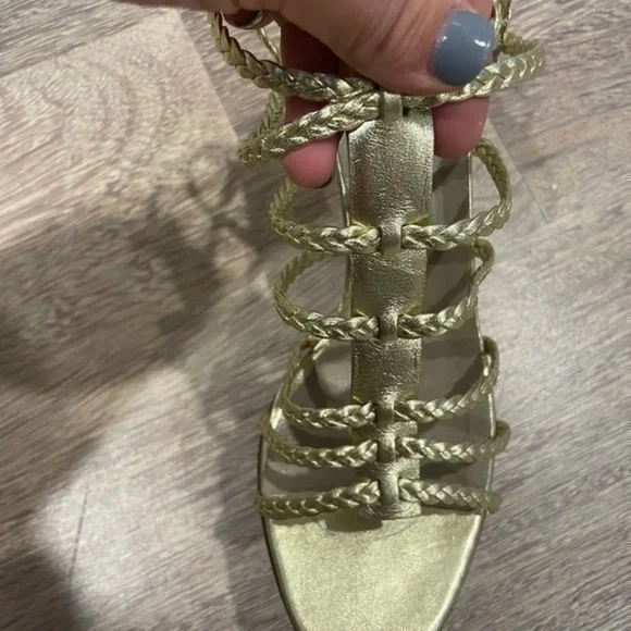 VALENTINO GARAVANI STRAPPY GOLD HEEL SANDALS SIZE 40 - Picture 11 of 14